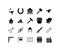 Blacksmith flat line icons set. Metal work sign - anvil, forge hammer, horseshoe, chain, forging furnace. Simple flat