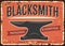 Blacksmith forge, craftsman workshop rusty plate