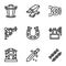 Blacksmith icon set, outline style