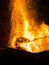 Blacksmiths coals burning for iron work, -blacksmith fire, red hot, vertical