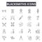 Blacksmiths line icons for web and mobile design. Editable stroke signs. Blacksmiths  outline concept illustrations