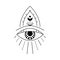 Blackwork mystic eye tattoo. Eye of Providence magic witchcraft symbol. Evil eye amulet geometric ornament Esoteric sign