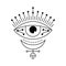 Blackwork mystic eye tattoo. Eye of Providence magic witchcraft symbol. Evil eye amulet geometric ornament Esoteric sign