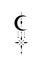 Blackwork tattoo sketch with moon and star. Sacred geometry tattoo design, mystic symbol.