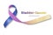 Bladder cancer awareness marigold blue purple ribbon symbolic bow color on white background isolated with clipping path