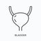 Bladder flat line icon. Vector outline illustration of human anatomy. Black thin linear pictogram for urinary system