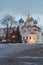 Blagoveshchensky cathedral in winter evening. Kazan, Russia