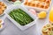 Blanched or roasted new asparagus, spring side dish for Easter