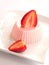 Blancmange with strawberries