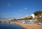 Blanes Beach With Motorboats and Kayaks