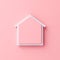 Blank 3d pink house home sign icon on pink pastel color wall background with shadow minimal conceptual