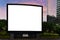 Blank advertising billboard LCD advertisement for adjust your message at modern building in the city with nice sky in evening time