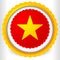 Blank badge, rosette, cockade icon with yellow star shape