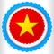 Blank badge, rosette, cockade icon with yellow star shape