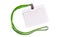 Blank bagde mockup with green ribbon