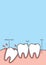 Blank banner Impacted tooth inside under inflammation gum frame cartoon style for info or book illustration vector on blue