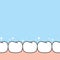 Blank banner lower shiny healthy white teeth illustration vector design on blue background. Dental care concept