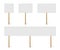 Blank banner mock up on wood stick collection. Vector empty different board plank holder set. Protest signs isolated on