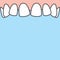 Blank banner Upper askew teeth illustration vector on blue background. Dental concept