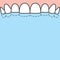 Blank banner Upper attrition Bruxism teeth illustration vector on blue background. Dental concept