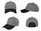 Blank baseball cap 4 view color grey/black