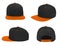 Blank baseball snap back cap two tone color black/orange