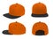 Blank baseball snap back cap two tone color orange/black