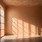 Blank beige neutral backdrop of home interior wall with light streaming, for product mockup