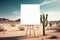 Blank Bigboard Transparent Mock Up, Png. Background With Unfocused Desert Landscape. Generative AI