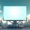 A blank billboard overlooking a tech-driven city