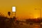 Blank billboard on Petrol station and Gas station at sunset with