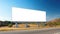 Blank billboard stands at roadside