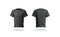 Blank black clean t-shirt mockup, isolated, front and back view,