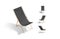 Blank black folding beach chair mockup, different views