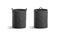 Blank black laundry hamper bag mockup, front and profile view