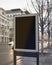 Blank black rectangular pylon stand on street mock up