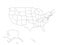 Blank black vector outline map of USA, United States of America