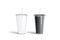 Blank black and white acrylic tumbler with straw mockup set,