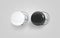 Blank black and white button badge mockup set,