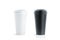 Blank black and white disposable paper cup with plastic lid