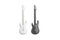 Blank black and white electric guitar mockup set, top view