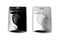 Blank black and white foil coffee or tea packaging bag isolated