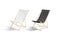 Blank black and white folding beach chair mockup, side view