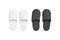 Blank black and white home slippers mockup, top view
