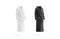 Blank black and white hotel bathrobe mockup set, side view