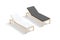 Blank black and white hotel lounger mockup, side view