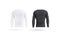 Blank black and white longsleeve t-shirt mockup set, back view