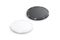 Blank black and white plastic round chip mockup, side view