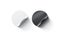 Blank black and white round adhesive stickers mockup curved corner