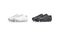 Blank black and white soccer boots pair mockup set, isolated
